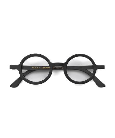 LONDON MOLE Eyewear | Moley Reading Glasses | Round Glasses | Cool Readers | Stylish Reading Glasses | Men's Women's Unisex | Spring Hinges Matt Black 2.0 x
