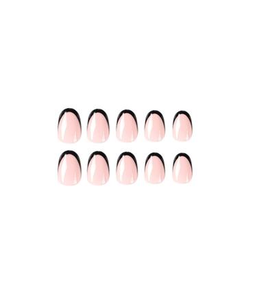 Shop Medium French Tip Press-On Nails - Black Mandrel False Nails | 24-Pack Short Acrylics with Adhesive Stickers - Buy Online on GoSupps.com