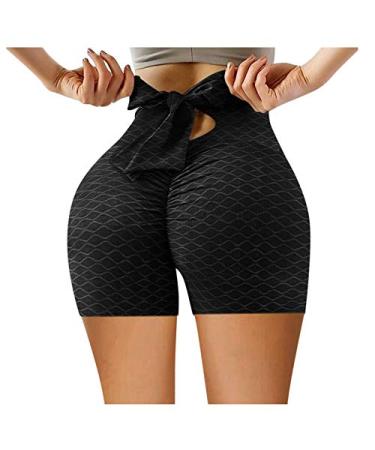 xatos Women's Workout Shorts Scrunch Booty Yoga Pants Running Compression Exercise Middle Waist Butt Lifting Leggings Small D1-black
