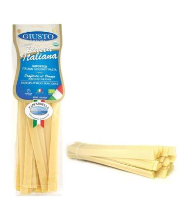 Giusto Sapore Italian Pasta - Pappardelle 454g - Premium Organic Bronze Drawn Durum Wheat Semolina Gourmet Pasta Brand - Imported from Italy and Family Owned Pappardelle 1.1 Pound (Pack of 1)