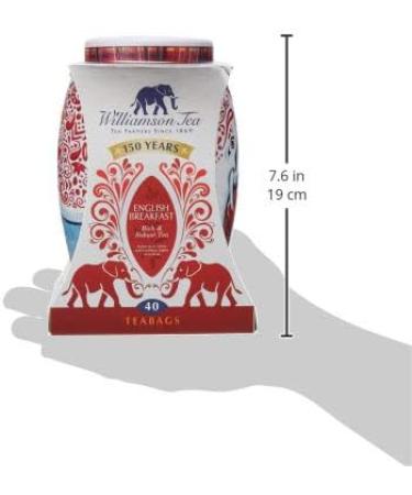 Williamson Winter Warmer Elephant Tea Caddy Containing English Breakfast Tea Bags - 100g - 40 Individual Tea Bags - Limited Edition Festive Tea Bag Caddy - Buy Online on GoSupps.com