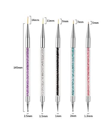 Lyydan Gel Brush Set - 5 Double Head Acrylic Nail Art Brushes & Dotting Tools for Perfect Marbleing & Detailing - Buy Online on GoSupps.com