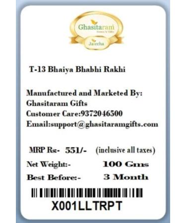Ghasitaram Gifts Rakhis Online - Rakhi for Brother-T-13 Bhaiya Bhabhi Rakhi Rakhi Set only - Buy Online on GoSupps.com