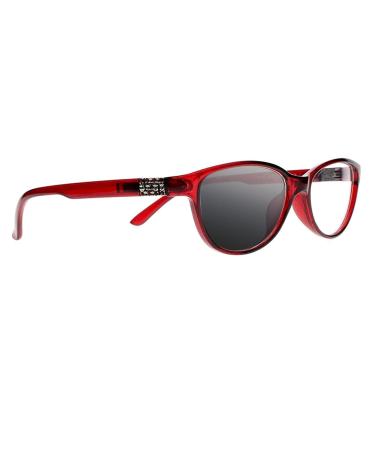 Multifocal Progressive Women's Cat Eye Anti UV Transition Photochromic Rhinestone Reading Glass +1.0 +3.0 Red 2.5 x