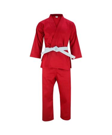 Jaguar Pro Gear - Essential Light Weight Colored Karate Uniform Gi With Free White Belt- Kids Adults Unisex Red 4
