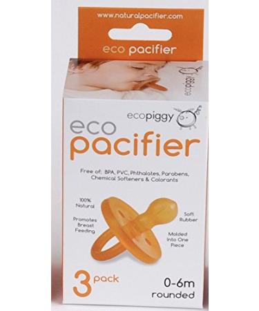 Ecopiggy Ecopacifier Natural Pacifier Rounded (3 Pack) 0-6 Months - Organic & BPA-Free - Buy Online on GoSupps.com
