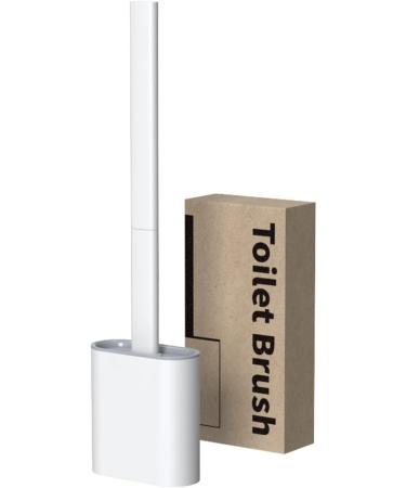 Toilet Bowl Brush and Holder Set Non-Slip Long Plastic Handle Bendable Bowl Brush Head Wall Mounted Deep Cleaning Toilet Corner Cleaner Brush Without Drilling White - Buy Online on GoSupps.com
