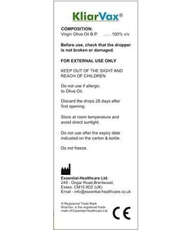KliarVax Olive Oil Ear Drops 10ml - Natural Relief for Ear Irritation - Buy Online on GoSupps.com