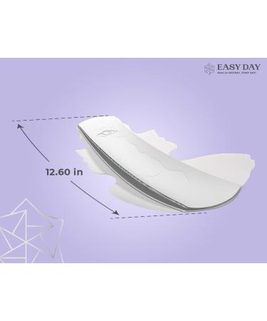 EASYDAY Overnight Heavy Flow Pads with Wings | 2-in-1 Period & Light Bladder Leakage Protection | Sensitive Skin Friendly | Unscented & Breathable | Ultra Thin & Innovative Leak Guard | Individually Wrapped (12 Pack) - Buy Online on GoSupps.com