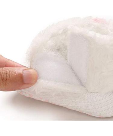 Baby Winter Fleece Booties | Non-Slip Soft Sole Sock Shoes for Girls Boys | Adjustable Crawling Shoes | Prewalker Boots 6-12 Months | E White - Buy Online on GoSupps.com
