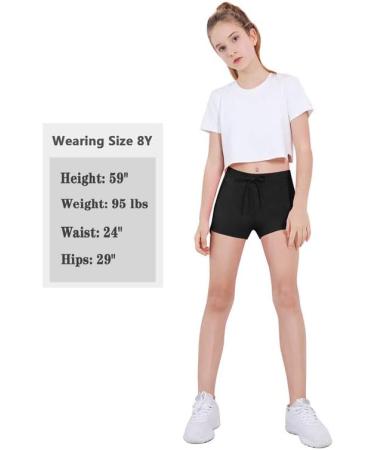 Girls' Quick Dry Athletic Running Shorts with Mesh Liner Pockets - Black | Size 12 Years - Buy Online on GoSupps.com