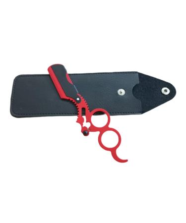 Stainless Steel Double Ring Barber Shaving Trim Beard Straight Cut Razor With Safety Pouch For Personal Care And Saloons Use For Men Women Red With Black Head