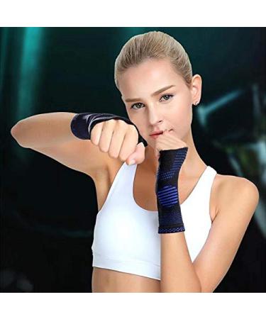 Abyon Compressive Wrist Bandages (2-Piece) for Left & Right-Handed Arthritis Tendonitis Sprains - Sports Protection for Men (L Blue) - Buy Online on GoSupps.com
