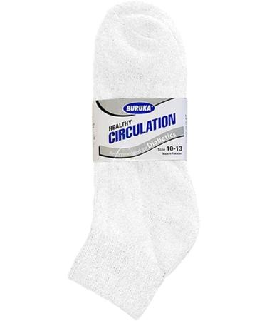 3 Pair Diabetic Ankle Circulatory Socks Men's Health Support Loose Fit White 10-13 - Buy Online on GoSupps.com