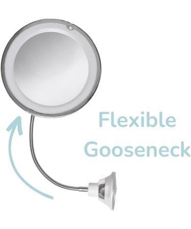 Homegenix LED Lighted Vanity Mirror with 10x Magnification - Adjustable Goose Neck Desk & Travel Makeup Mirror, Nickle Finish - Buy Online on GoSupps.com
