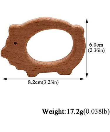 Wendysun 5pcs Natural Cartoon Wood Teether Set for Baby Teething - Pig Shape DIY Pendant Toy - Buy Online on GoSupps.com