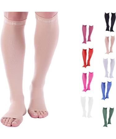 Doc Miller Open Toe Compression Socks 1 Pair 15-20 mmHg Firm Support Beige Large - Buy Online on GoSupps.com