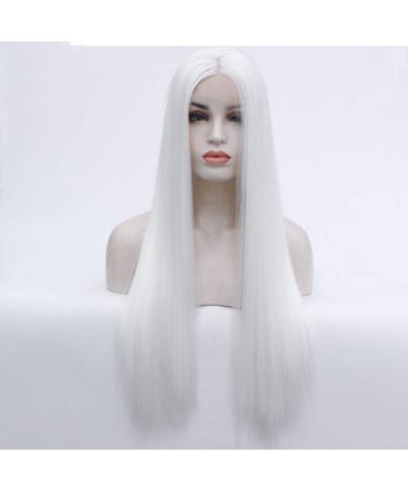 Buy SHIYID White Long Synthetic Lace Front Wig | Heat Resistant Silky Straight Wig for Women - International Shipping Available - Buy Online on GoSupps.com