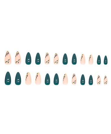 RikView Fall Almond Green Press on Nails - Long Acrylic Full Cover Fake Nails for Women - Buy Online on GoSupps.com