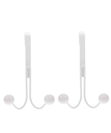 FELTECHELECTR 2pcs Double Hook Hooks Clothes Hangers Over Door Towel Rack Door Hook Hanger Coat Hook Multifunction 14x9cm White