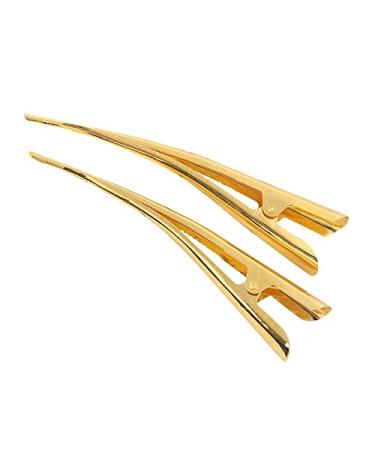 2 Pack Strong Gold Bite force Alligator Metal Hair Clips 5.3 Large Duckbill Clips Hair Barrettes with Teeth Hair Pins Hair Slide Stylish for Women Girl Hair Jewelry Accessories