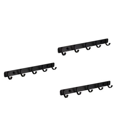 Alipis 3 Pcs Wall Mounted Clothes Hanger Towel Hanger Door Hanger Hook Coat Hanger Handbag 36X3CMx3pcs Blackx3pcs