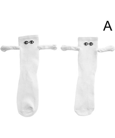 Cute Magnetic Suction 3D Doll Couple Socks - Novelty Gift for Couples | White - Buy Online on GoSupps.com