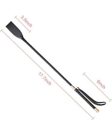 Jepeux 18 inch Quality Leather Riding Crop - Black Double Clapping Whip - Buy Online on GoSupps.com