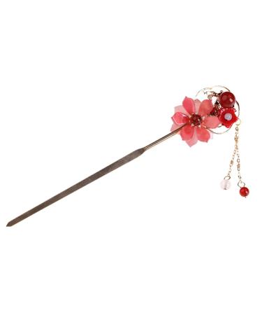 Hanfu Hairpin Hair Barrettes for Women Vintage Hair Stick Wedding Hair Barrettes Chinese Hairpin Pearl Trim Metal Trim Chinese Hair Stick Bride Acetic Acid Classical Flower Hairpin