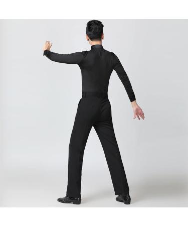 Men's Long Sleeve Latin Dance Shirt for Ballroom Salsa Tango Modern Waltz | Performance Wear - Black - Large - Buy Online on GoSupps.com