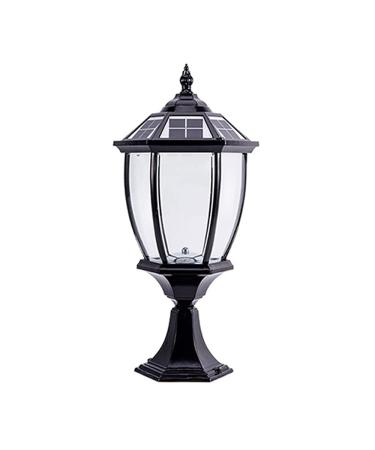 Outdoor Solar Post Light Aluminum Fence Bollard Column Lamp Glass Lantern Garden Exterior Pillar Lamp Courtyard Stigma Light Waterproof