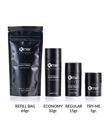 Kmax Concealing Hair Fibers Refill - Black Keratin Hair Powder for Hair Loss | 64g - Boost Volume & Coverage with eCommerce Shipping Worldwide - Buy Online on GoSupps.com