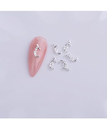 10pcs Nail Art Ribbon Bow Studs Silver Golden Metal 3D Butterfly Charms Nail Decoration Manicure DIY Design Accessories (8034)