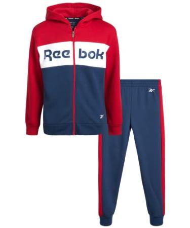 Reebok Boys Sweatsuit  Active Fleece Zip Hoodie Sweatshirt and Jogger Sweatpants (4-12) Vector Red 4