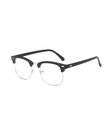 LNTICB Blue-light glasses computer reading glasses retro glasses frame anti-UV transparent lens anti eyes fatigue light professional unisex for smartphone screens computer TV silver black