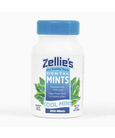 Zellies  100 Xylitol Sugar Free Cool Mint Breath Mints  Non-GMO Low-Calorie Gluten Free Vegan  Kosher Mints (250 Count - Pack of 1) 250 Count (Pack of 1)
