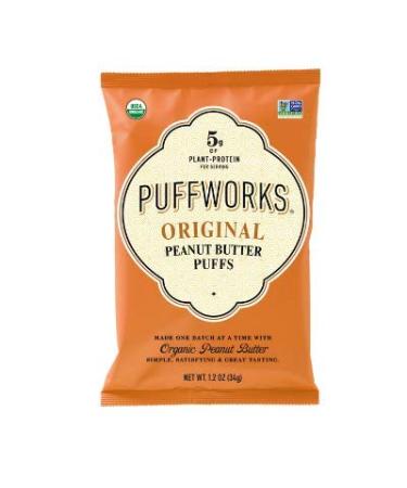 Puffworks Original Organic Peanut Butter Puffs Plant-Based Protein Snack Gluten- and Rice-Free Vegan Kosher 1.2 Ounce (Pack of 12) 1.2 Ounce (Pack of 12) 14.4