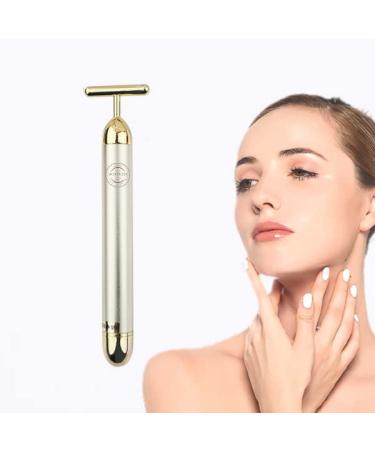 Beauty Bar 24K Golden Pulse Energy Facial Massager Roller, T Shape Electric Eye Neck Face Massager Tool for Pull Tight Firming Lift Daily Skin Care (Sliver) Count 1 Each