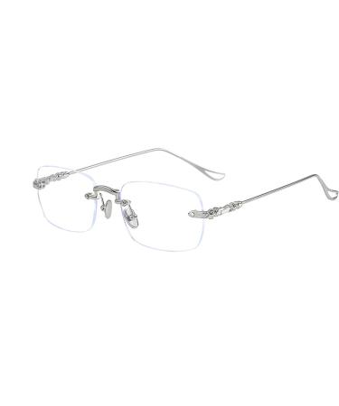 LILLIE Stylish rimless glasses for men and women with blue light blocking readers for reading watching TV and working 3.5x Silver