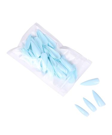 dijiusidy 1 Set Press on Nails Almond Fingernails Stick Solid Color Full Cover Art Decals Salon Supplies DIY Decorations No.11 ice lake blue