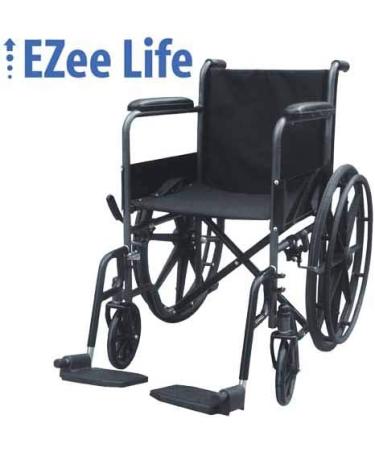 EZee Life Folding Economy Wheelchair 18" Seat Width Removable Swing Away Footrest Maximum User Weight Capacity - 300lbs Overall Width - 25.5" (18" Seat Width) See Below for Detailed Specifications 45 cm (Pack of 1) - Buy Online on GoSupps.com