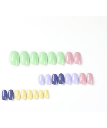 24 Pcs Glossy Solid Oval Short False Nails - Coloured French Press on Nails with Nail Glue - Almond Medium Stick on Nails for Women - Fake Nails for Nail Art - Buy Online on GoSupps.com