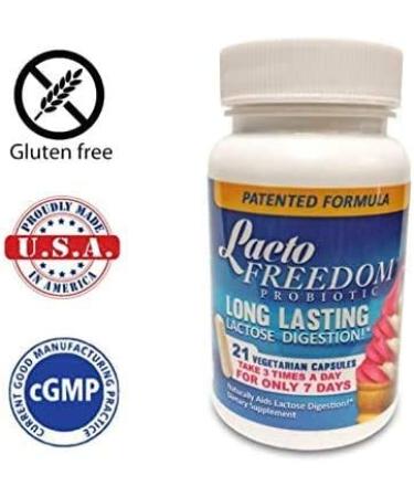 Lacto-Freedom Probiotic for Lactose Intolerance - 7 Day Supply for Months of Relief - Digest Dairy Lactose with Lactase Producing Probiotic - 21 Caps - Buy Online on GoSupps.com