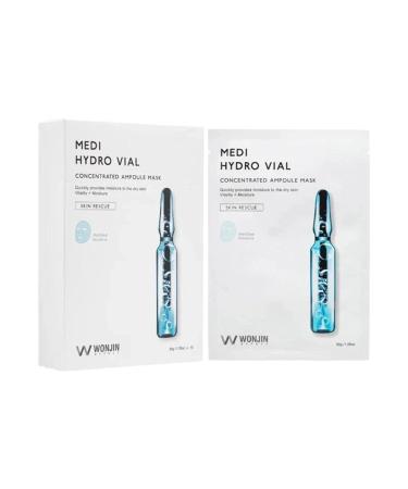 Wonjin Effect Medi Hydro Vial Mask (10 sheets x 1.05 oz) Deep Hydration with Hyaluronic Acid and Marine Collagen Korean Skincare Cosmetics Mask Sheet