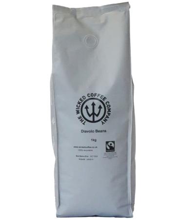 Wicked Fairtrade Diavolo Medium Roast Coffee Beans (Recyclable 1kg Bag) - Premium Roasted Coffee