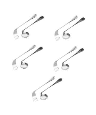5 Sets Left Hand Cutlery Fork Silver Elder Stainless Steel Feed /1388 (Color : Silverx3pcs Size : 17x4.5cmx5pcs) 17x4.5cmx5pcs Silverx3pcs