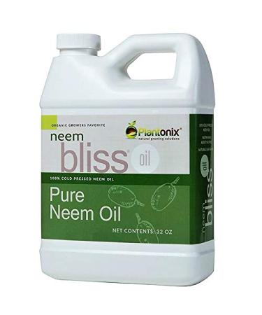 Organic Neem Bliss 100% Pure Cold Pressed Neem Seed Oil 32 oz - OMRI Listed for Organic Use 32 Ounce (Pack of 1)