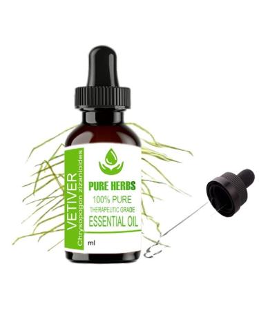 Pure Herbs Vetiver (Chrysopogon Zizanioides) Essential Oils (15 ml)