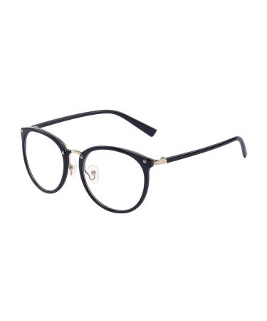 ALWAYSUV Retro Fashion Vintage Round Metal Full Frame Clear Lens Glasses for Women/Men Black