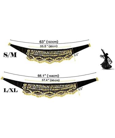 Belly Dance Hip Scarf for Women - Black Silver S/M/L/XL Size Options - Buy Online on GoSupps.com
